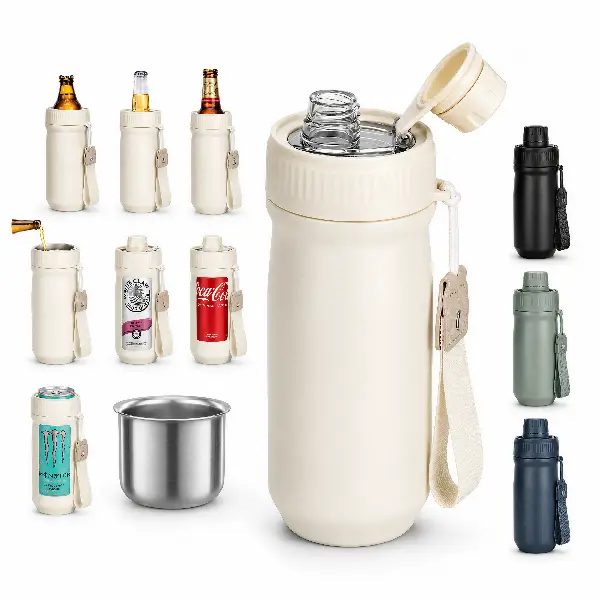 [Summer wins] Maxso 5-In-1 Vacuum Insulated Can Cooler, Drink Cover With Fizz Soda Lid For 12Oz 16Oz Regular Slim Cans And Beer Bottles, Multi-Purpose Cold Beverage Holder Portable Cup Mug Tea Thermal Leakproof Drinkware