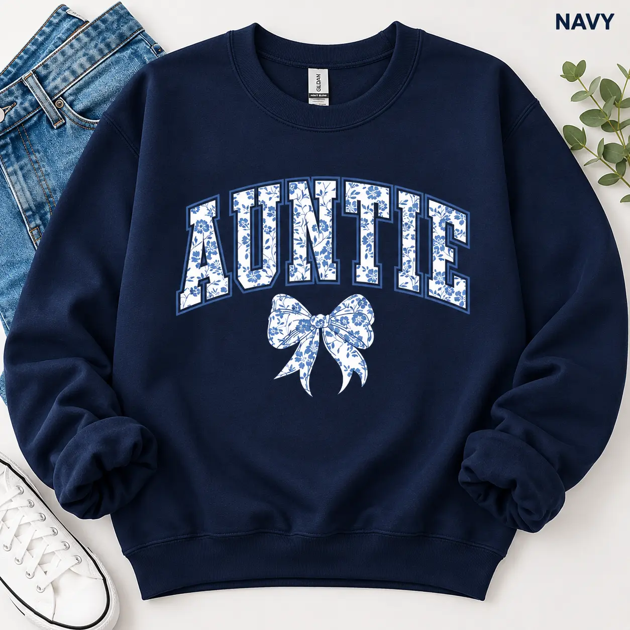 Cute Floral Auntie Sweatshirt or Tshirt, New Aunt Gift, Pregnancy Announcement, Women's Casual Long Sleeve Shirt Women's Outfits