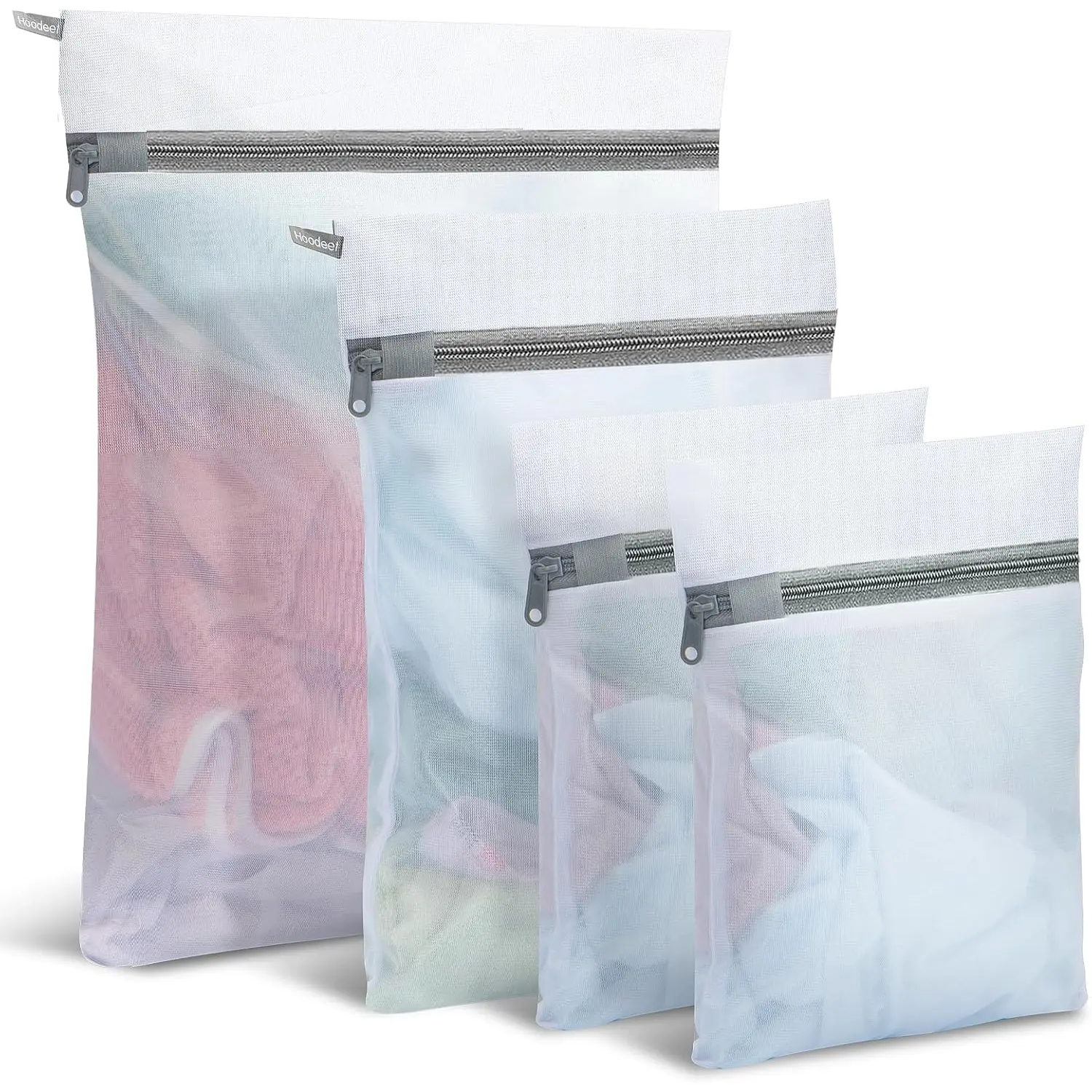 Mesh Laundry Bags for Delicates, 4 count Laundry Bags Mesh Wash Bags,Lingerie Bags for Washing Delicates, Laundry Bag for Delicates (1 Large,1 Medium,2 Small)