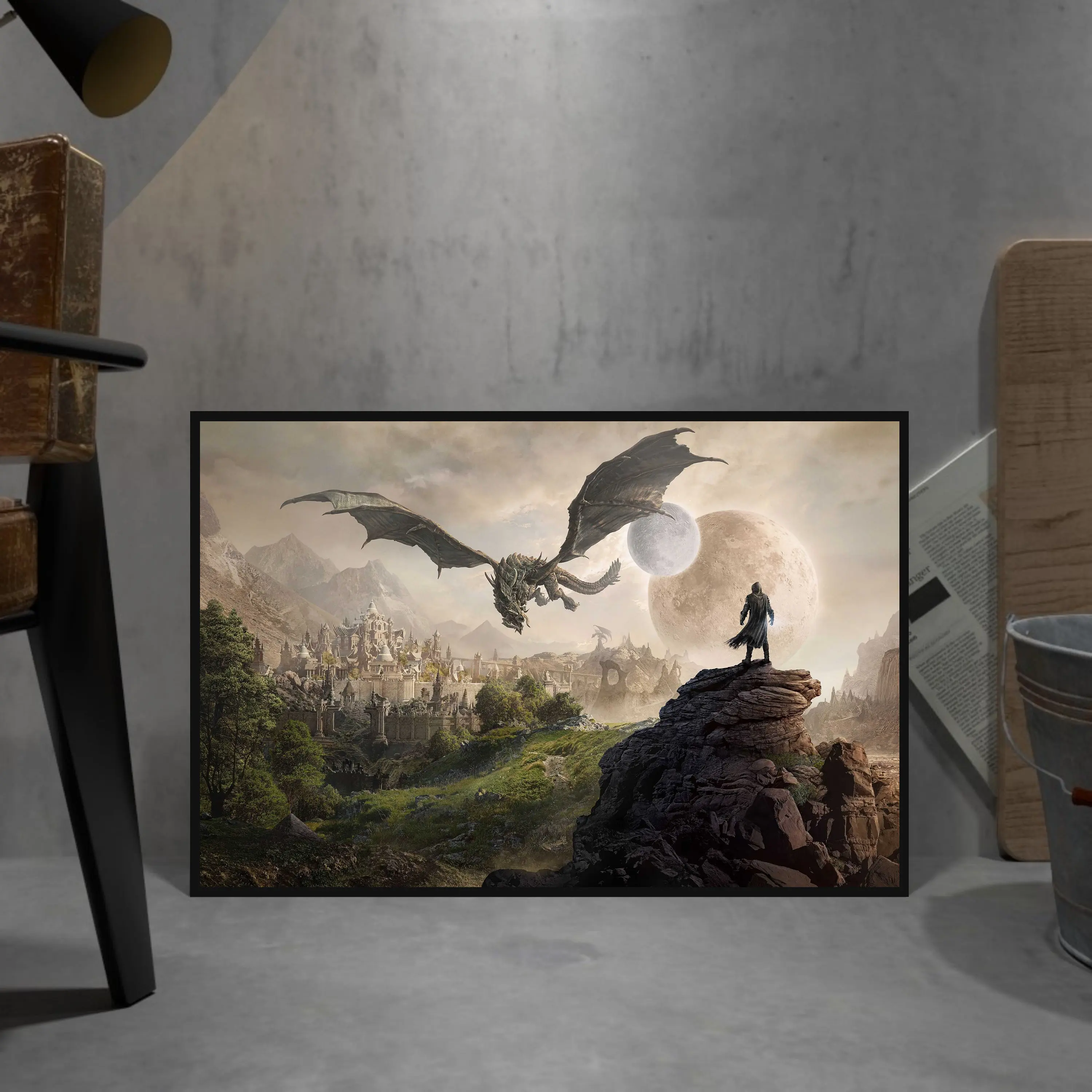 The Elder Scrolls V Skyrim Poster, Dragonborn Wall Art, Wall Decor, Rolled Print, Game Poster Gift