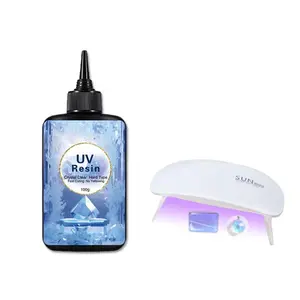 UV 100g Transparent Hard Resin & UV Light & Casting Mold, 2pcs/set Jewelry Making Supplies for Keychains, Earrings, DIY Craft Decoration Jewelry Making Kit