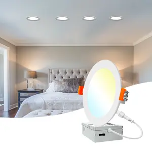 DAYBETTER 6 Inch 5CCT LED Recessed Ceiling Light with Night Light, 2700K/3000K/3500K/4000K/5000K Selectable Ultra-Thin Lighting, 1050LM, Dimmable Canless Wafer Downlight ETL&FCC