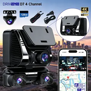 DRIVEYE 4K 4-Channel Dash Cam with Voice Control, 360° Panoramic View, 128GB Card, 5GHz WiFi GPS, 24/7 Parking Mode, G-Sensor