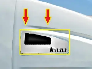Kenworth T680-T880 2016+ Upper Sleeper Window Trims With "T680" Cutout Stainless Steel PAIR