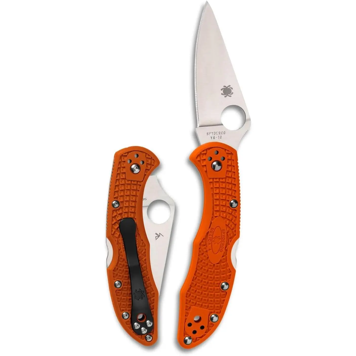 Spyderco Delica 4 Lightweight Adults' EDC Pocket Knife, Compact Outdoor Tool with Back Lock, 2.88" Full Flat-Ground VG-10 Steel Blade & Bi-Texture FRN Handle, Edc Pocket Knives, Non Slip, 2.88" Blade, Bi-Directional Grip, Four-Way Clip