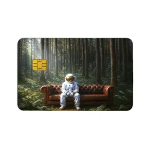Astronaut Forest Credit Card Cover Vinyl Sticker Decal - Durable Flexible Astronaut Forest Design for Customized Credit Card Covers