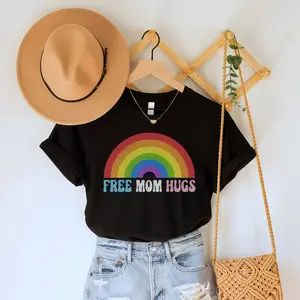 Free Mom Hugs Shirt, Pride Month TShirt, LGBTQ Mom T-Shirt, LGBT Ally Clothing, Protect Trans Kids Top, Rainbow Pride Tee, Gay Rights Gift