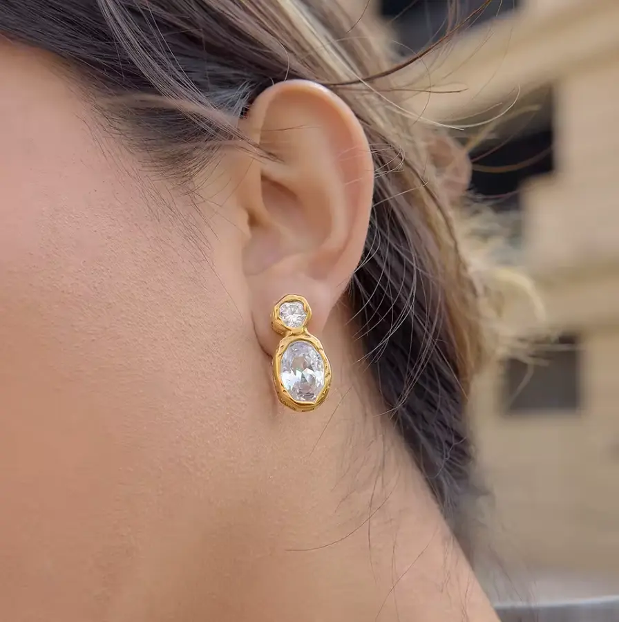 The Luna Bezel Earrings Water Resistant