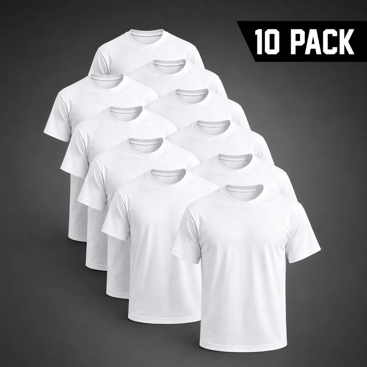 Men's 10-Pack 100% Cotton Crew Neck Short Sleeve Tshirts - Unisex Pure White Blank Top, Personalized Custom Printing Garment, Comfortable Apparel for Daily Wear & Gym,back to school,back to school shopping