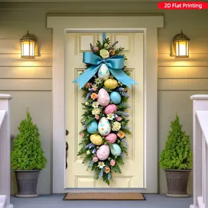 Easter Egg Background Door Banner, Polyester Fabric, Easter Decoration, Multi-Purpose Holiday Decor, Home Wall Art, Party Supplies, Decorative Banner, Party Decorations Banners