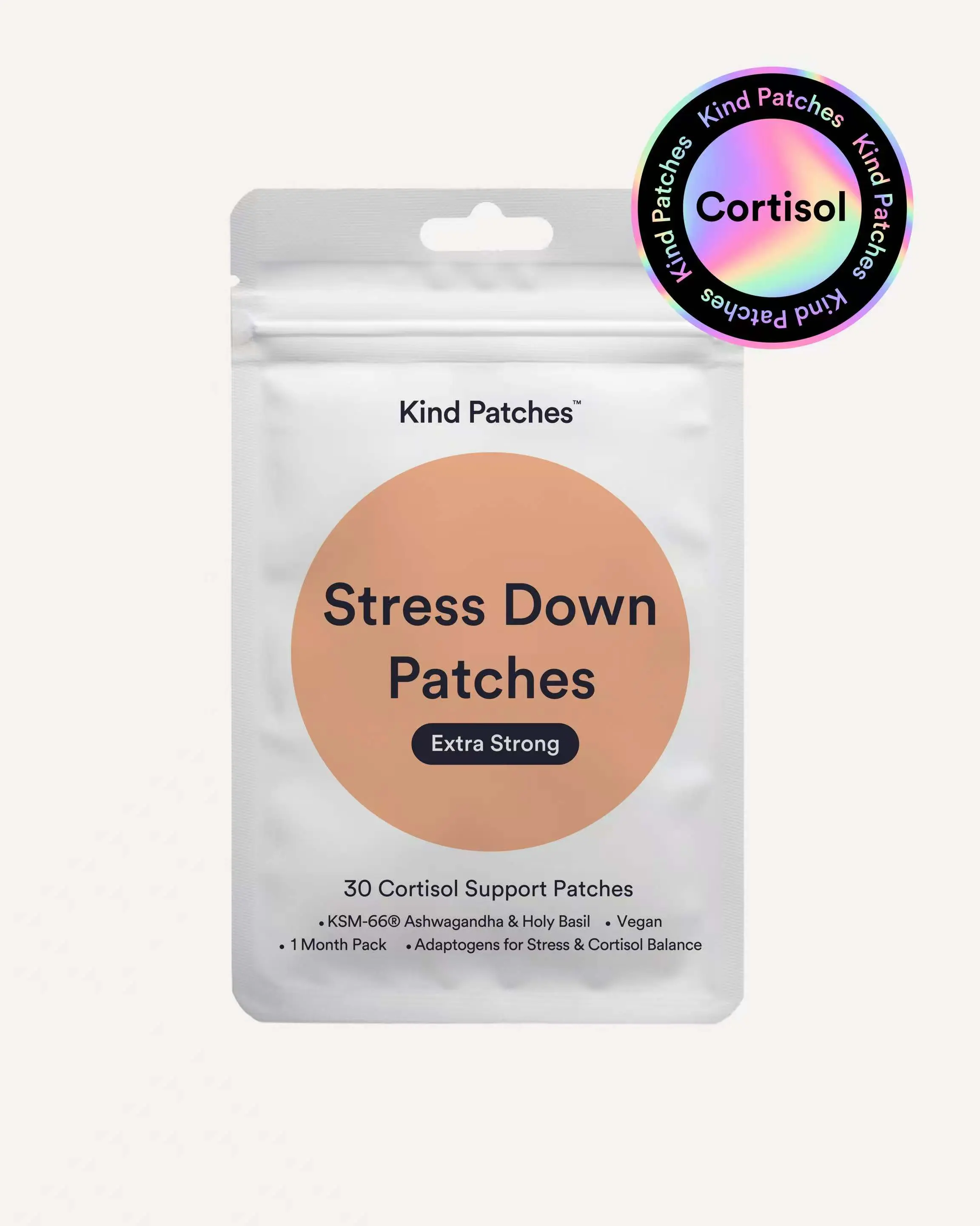 Kind Patches, Stress Down Patches Extra Strong, 30 Cortisol Support Patches, Ashwagandha, Lower Cortisol/ Stress Balance, Natural Ingredients, 1 Month Supply