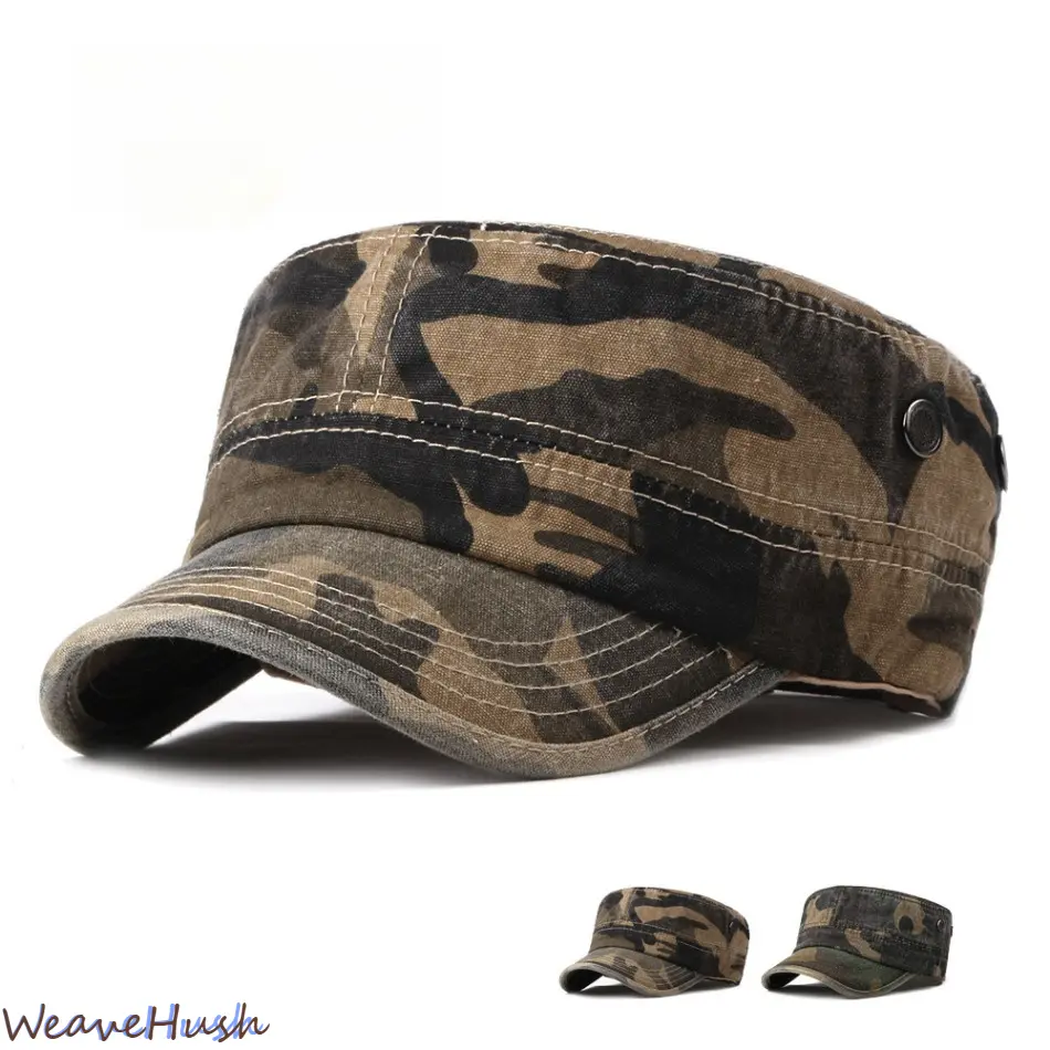 Vintage Washed Military Cadet Cap, Unique‑Design Retro Flat‑Top Outdoor Hat, Stylish Versatile Headwear, Thoughtful Practical Father’s Day Gift for Daily & Casual Outdoor Wear