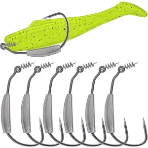 Weighted Swimbait Hooks Jig Heads for Soft Plastic Worm Fishing 3/0 4/0 5/0 6 Pack