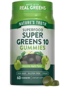 Super Greens Gummies - 60 Count - Made With Real Greens - Apple Flavor Super Greens Gummies - 60 Count - Made With Real Greens - Apple Flavor