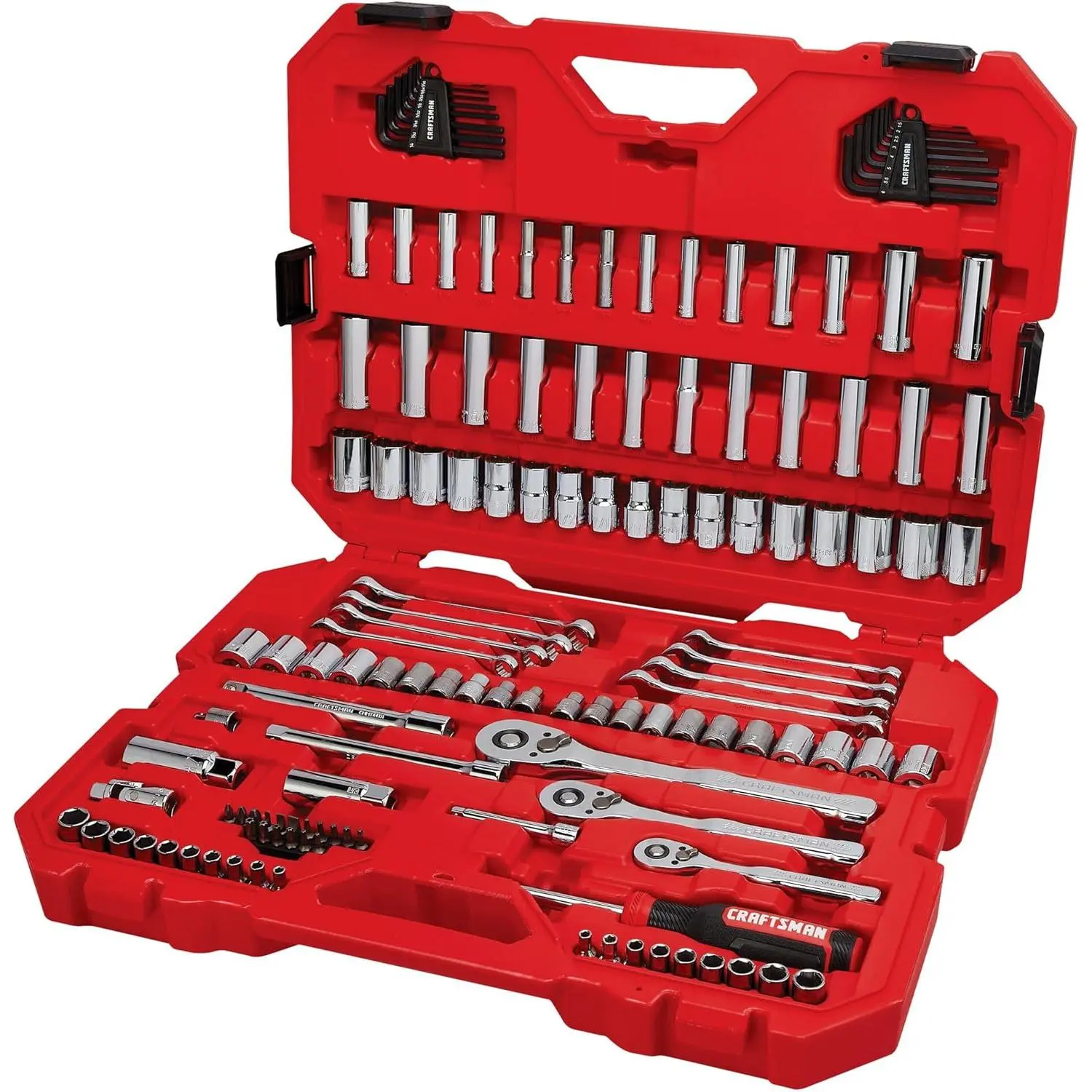 Mechanics Tool Set (CMMT12124) - 135-Piece Assortment Tool Kits with 1/4, 1/2, 3/8 Inch Drives, 72-Tooth Ratchet, Corrosion Resistance for Automotive Enthusiasts