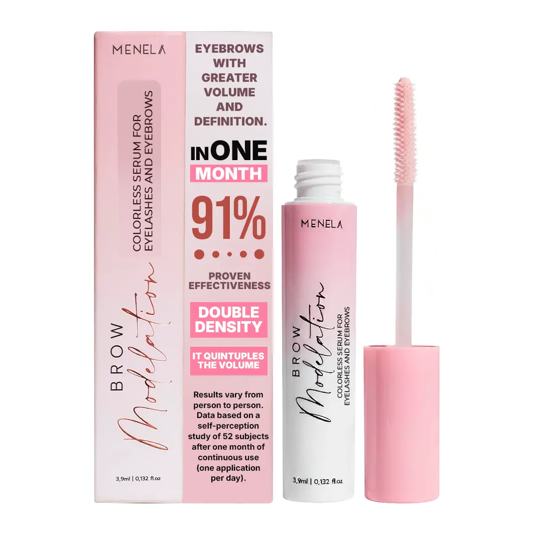 Menela Eyebrow Growth Serum and Eyelash Serum: 2-in-1 Booster with 10 Botanical Actives (Biotin, Aloe, Witch Hazel, Rosehip) - Natural Formula for Fuller, Stronger Eyebrows