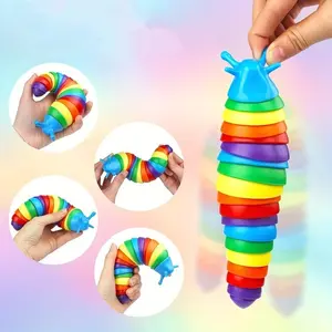 Rainbow Color Worm Design Squeeze Toy, 1 Count Stress Relief Toy, Multipurpose Sensory Toy for Boys & Girls, Birthday Gift
