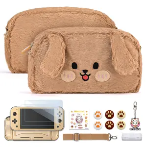 innoAura Switch Lite Case, 14 in 1 Switch Lite Accessories Bundle (Brown Dog)