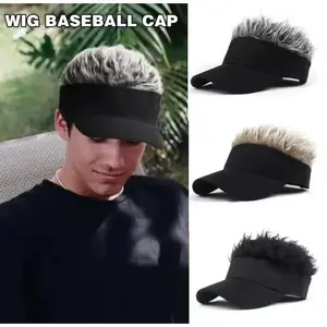 Men Synthetic Short Hair Spiked Wig Golf Baseball Cap Fake Hair Hat Adjustable Sunshade Visor Fancy Performance Hip-Hop Headwear fishing hiking sunscreen