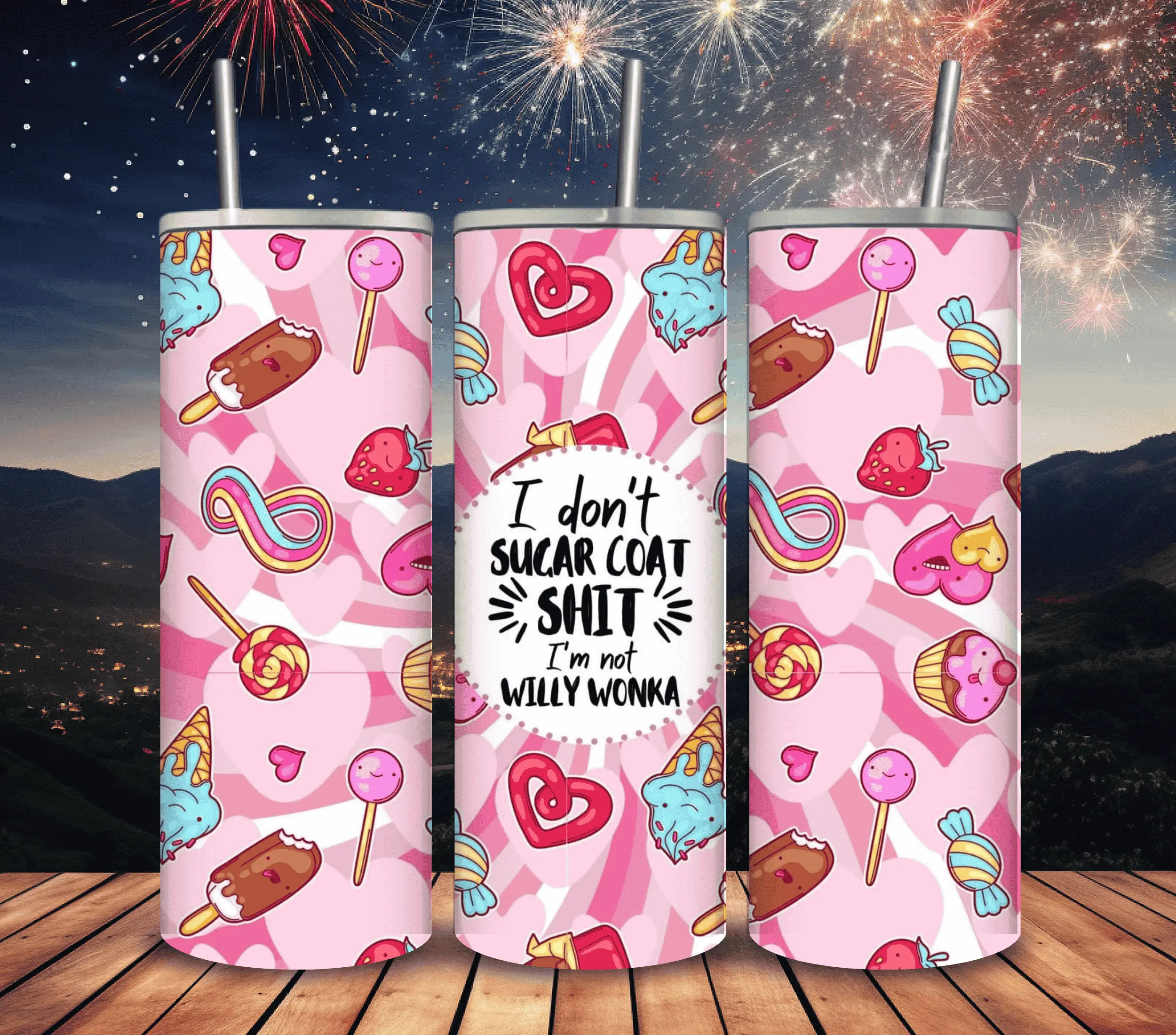 Sugar Coat 20oz Skinny Tumbler Drinkware Flasks Insulated Lid Coffee Portable Mug Bottles Customizable Handmade Water Bottles