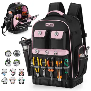 VEVOR Tool Backpack,  56 Pockets, Heavy-duty Tools Storage Organizer Work Bags with Laptop Compartment & Molded Base, Electrician Jobsite Backpack for Electrician, Repairman, and HVAC Techs