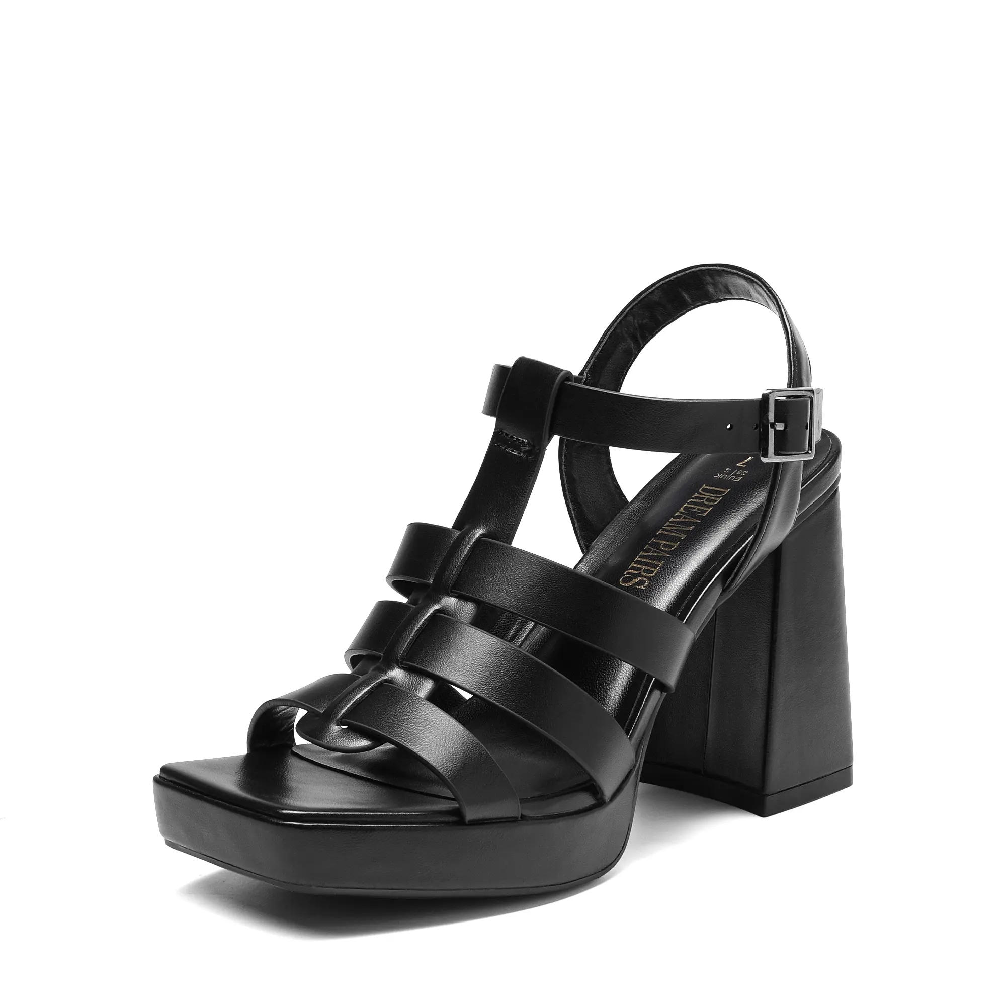 Dream Pairs Women's Retro PU Gladiator Sandals, Fashionable Square Toe Chunky Platform Heel with Adjustable Ankle Buckle, Fashionable Platform Sandals
