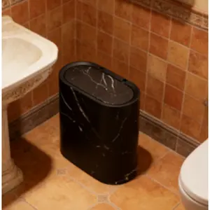 Dual-bucket design with lid and odor-proof feature, one-button press to open the lid,  handle, easy to clean and rust-proof, suitable for small spaces such as bathrooms, kitchens, offices, and commercial places