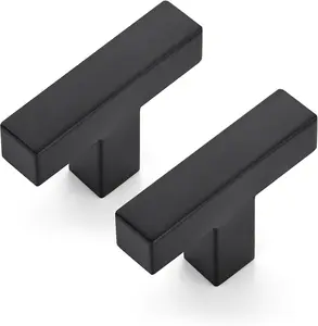 Cabinet Knobs, Black Cabinet Handles, 2 Pack Kitchen Knobs 2 Inch, Single Hole Drawer Handles for Dresser Drawers