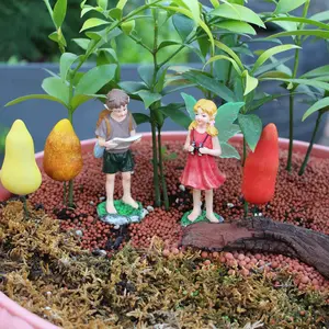 Adventure Fairy Garden Decor Set, Fun Micro Landscape Resin Craft, 5-Piece Flower Fairy Planters, Gardening Ornament Accessories, Exterior Decorative Statues