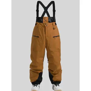 Men’s Insulated Ski Bib Pants, Waterproof Windproof Breathable Snow Overalls for Winter Sports, with Pockets