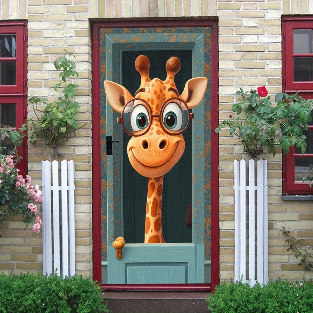 2pcs Cartoon Giraffe Wall Stickers Removable Self Adhesive Decals for Kids Room Bedroom Home Decor Animal Decorations Waterproof PVC Material Classroom Decoration Art Supplies Gift Ideas