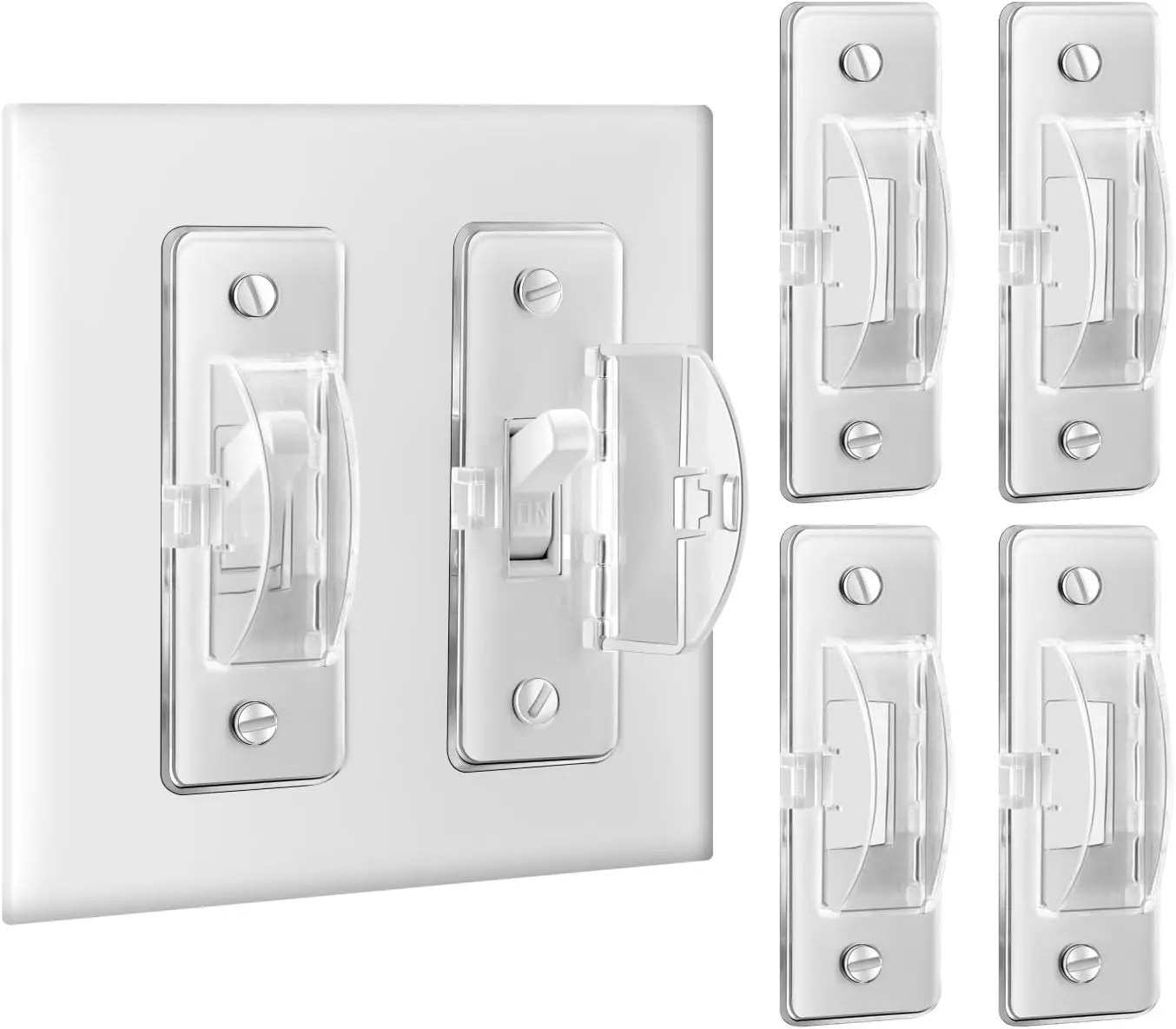 Roxiuc Switch Guard - Light Switch Cover Guard - Childproof - Clear (4pc) - Toggle Switch Compatible - Approximately 3.5"L x 1"W x 0.5"D - Electrical Safety Product