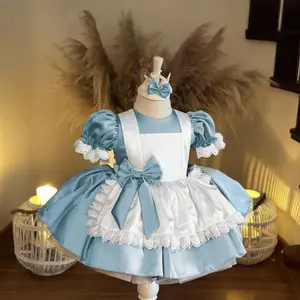 6M-3Y Blue 06 Cartoon Cosplay Costume Fancy Carnival Kids Clothes with Headband Puff Sleeve Bow Performance Princess Theme Party Holiday Baby Girls Ball Gown Toddle Cocktail Dress