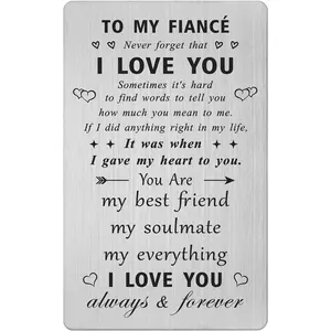 to My Fiance Gifts - I Love You Future Husband Gifts for Birthday Wedding Anniversary Engraved Wallet Card Gifts