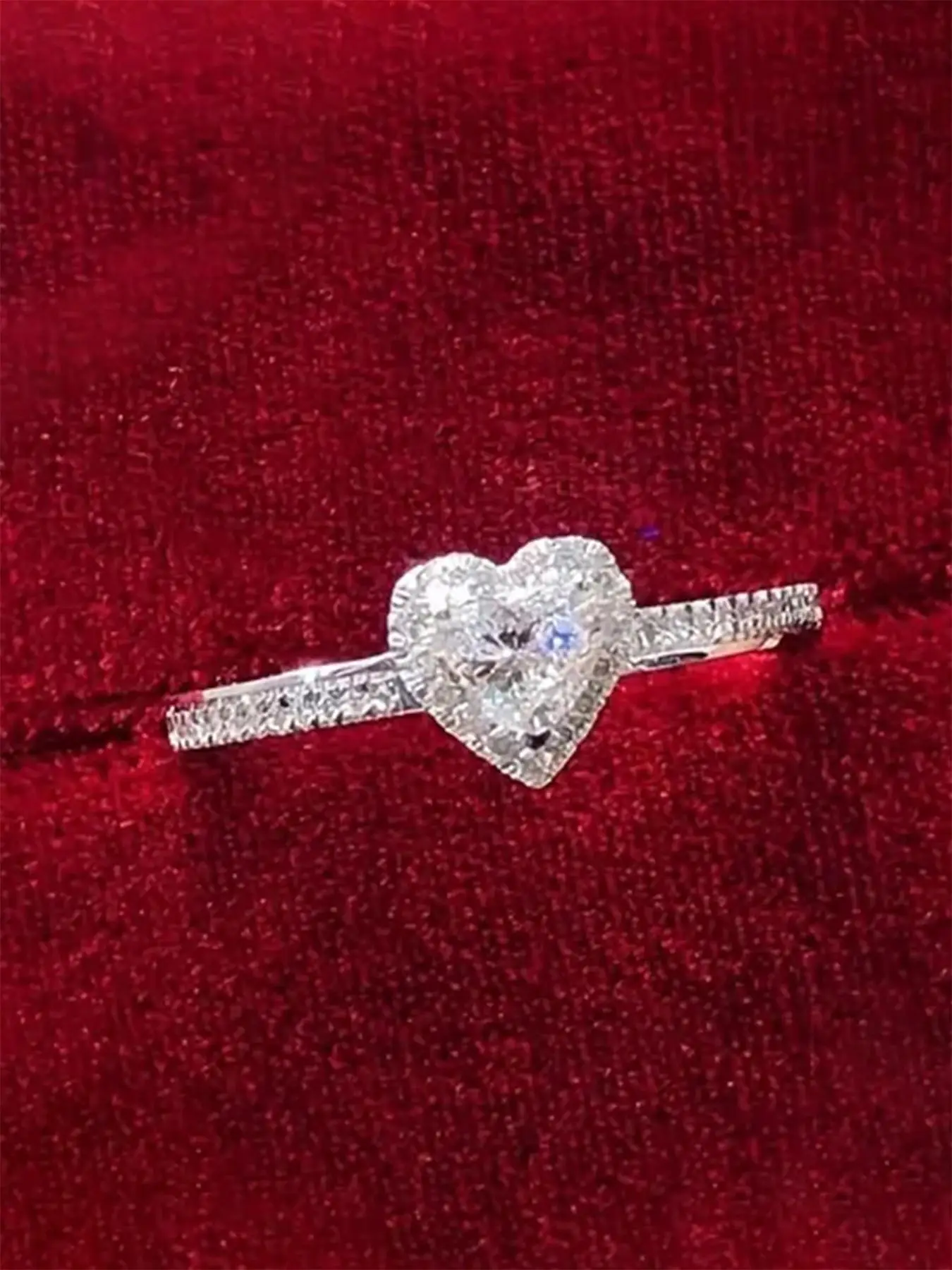 Heart Shaped Rhinestone Decorated Ring, 2024 New Style Accessories for Women, Fashion Jewelry for Party, Daily Clothing Decor, Trendy All-match Jewelr