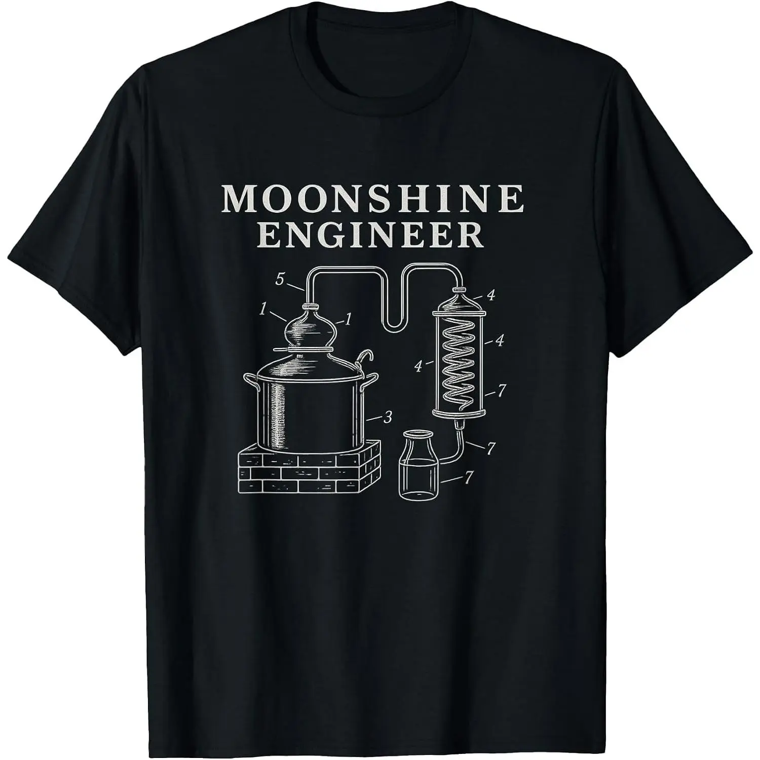 Patent Art Moonshine Engineer Drawing Print Moonshine T-Shirt Soft Cotton Comfortable Everyday Wear