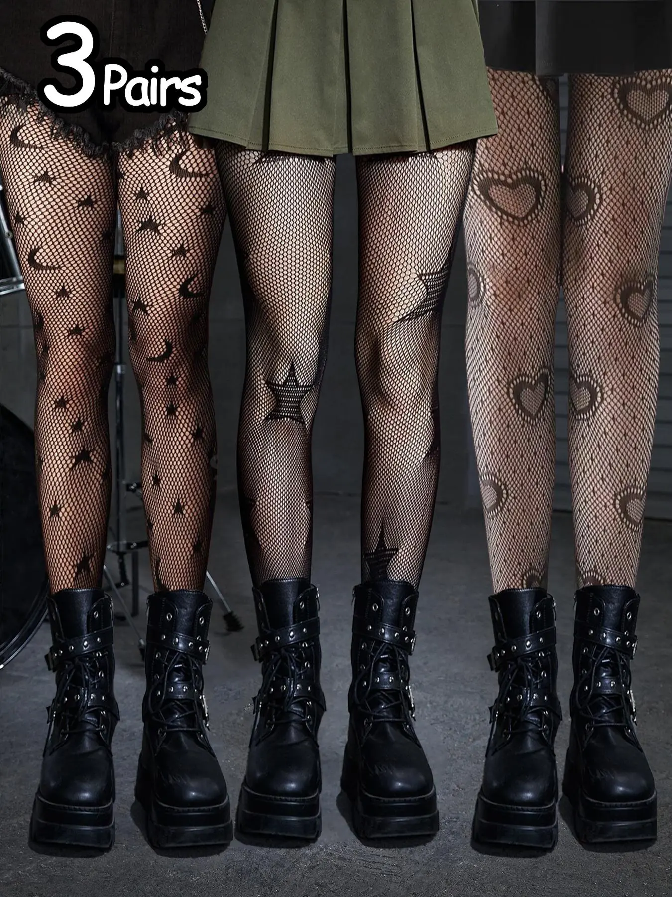 Women's Moon / Heart / Star Pattern Fishnet Mesh Tights, Casual Comfy Breathable High Stretch Pantyhose for Daily Wear, Ladies Tights for All Seasons, Thigh Highs Clothing