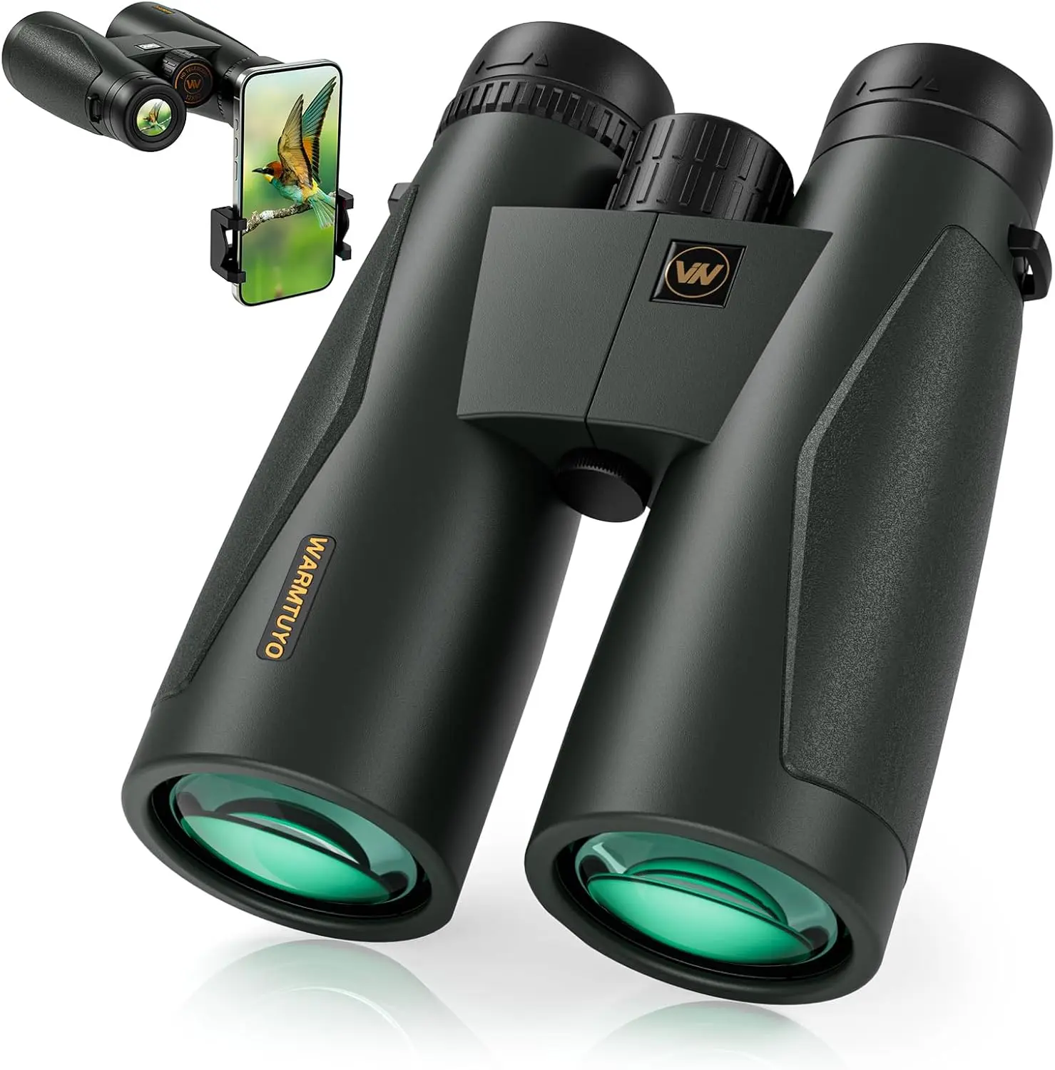 [SummerFinds]WARMTUYO 12x52 HD High Power Binoculars for Adults with 22mm Large Eyepiece, Waterproof for Cruise Hiking, Low Light Vision, Includes Phone Adapter summerwins
