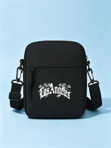 Unisex Los Angeles Print Crossbody Bag, Perfect for Concerts, Festivals, Daily Use, Stylish Urban Streetwear, Versatile and Practical