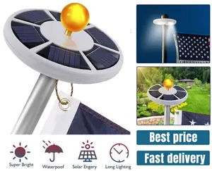 26 LED Solar Flag Pole Light, Auto On/Off, 2000LM Super Bright, IP67 Waterproof, Extended Battery Life, 60% Wider Flag Coverage, Fits Most Standard Flag Poles
