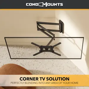 CondoMounts LATVA8044 Full Motion Long Arm Wall TV Mount | Corner Solution | Corner TV Mount | Wall Mount