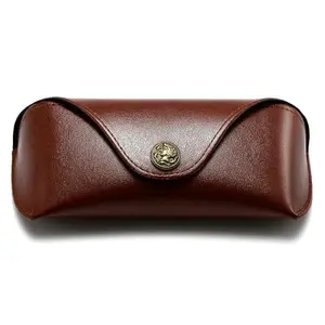 SUNGAIT Portable Eyeglass Hard Case for Men Women Hard Shell Premium PU Oil-Tanned Leather Sunglasses Case Exquisite Gifts for Valentine