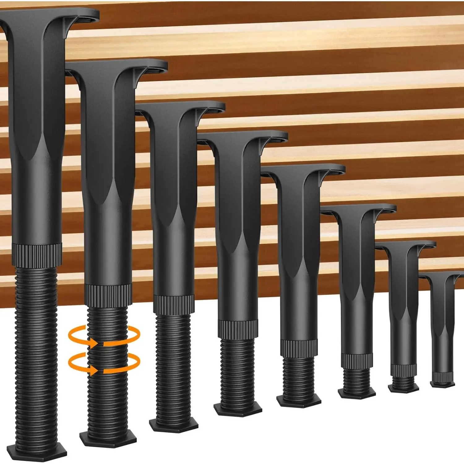 8PCS Height Adjustable Furniture Support Legs with Heavy-Duty Threaded Rod, Anti-Slip Base, Bed Reinforcement, Enhanced Load-Bearing Capacity, for Bed Slats (King/Queen), Sofa, 5.1"-8.3" Adjustable Range