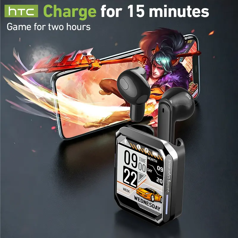 Back‑to‑School Essentials-HTC NE94 Touch Screen Wireless Gaming Earbuds with Multi‑Language Translation