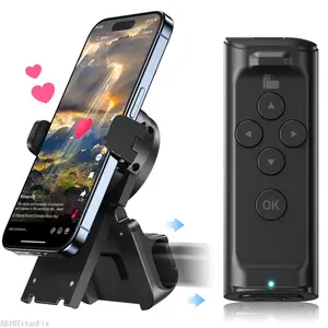 Remote Control for TikTok Scrolling with Smartphone Holder Stand, Wireless Scroller Page Turner, Camera Shutter Video Recording for iOS Android, Cellphone Selfie AccessoryAB10TitanFix
