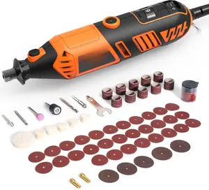 Rotary Tool Kit - 180W Corded Power Rotary Tool 6 Variable Speeds with 61 Accessories, 8000-35000RPM, for Sanding, Polishing, , Engraving,Carving, DIY Crafts