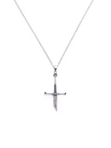 Sword Design Pendant Necklace, Cross Charm Necklace, Dainty Cross Necklace, Trendy Charms Necklace, Fashion Jewelry for Party, Daily Clothing Decor, Trendy All-match & Exquisite Jewelry for Birthday Gift