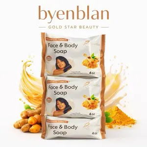 Byenblan Gold Star Beauty Turmeric Face & Body Soap 3 Pcs - Brightening Formula for Skin Care