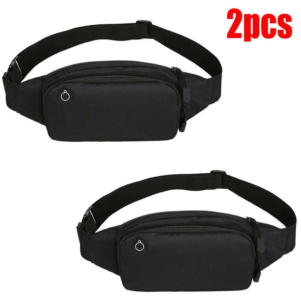 2 Pcs Unisex Sports Fanny Pack, Lightweight Waterproof Waist Pouch With Headphone Port For Daily Travel Workout