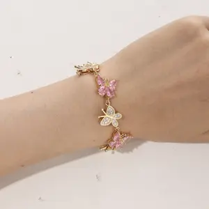 Loveden Shining Butterfly Inspire Bracelet For Women hypoallergenic Birthbay Color Charm Jewelry Gift Mother's Day Gift Moissanite Wedding Set Crystal Set Jewellery Gift Set
